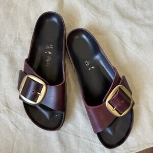 BIRKENSTOCK Madrid Big Buckle Sandals Burgundy Leather